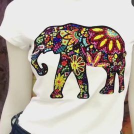 Camiseta elefante de algodón con cristales de swarosky