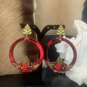 Pendientes de metacrilato y Swarovski color rojo