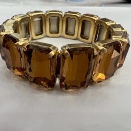 Pulsera color oro coñac de cristal de Bohemia antialérgico