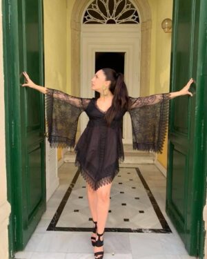 Vestido mangas pájaro