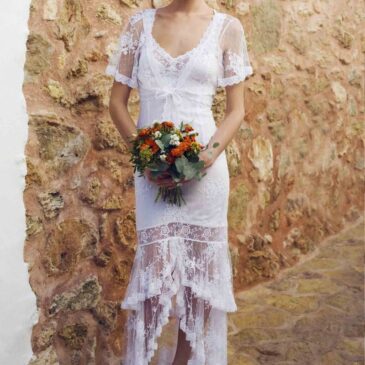 Vestido ibicenco largo blonda
