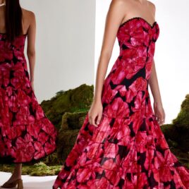 Vestido largo Ambar rojo y negro