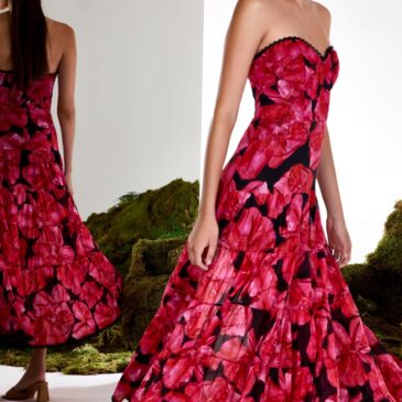 Vestido largo Ambar rojo y negro