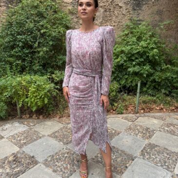 Vestido Midi Marguerite flores rosas