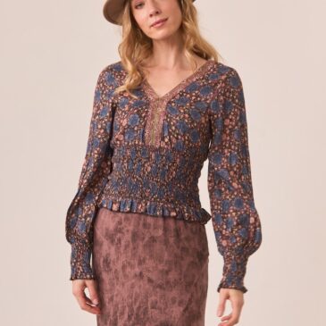 Camisa estampada nido de abeja