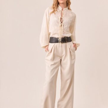 Camisa de lazos con filigrana bordada