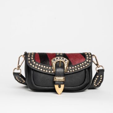 Bolso de piel Edith granate y negro