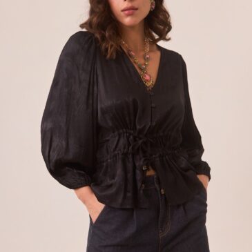 Camisa Jacquard negra ajustable