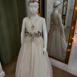 Vestido de comunión Marta de tul rosa palo
