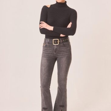 Pantalón vaquero gris con abertura