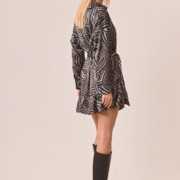 Vestido corto camisero gris