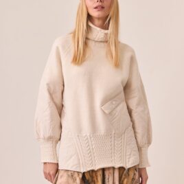 Jersey de cuello alto combinado Ivory