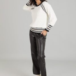 Pantalón ecopiel marrón chocolate y negro talla grande