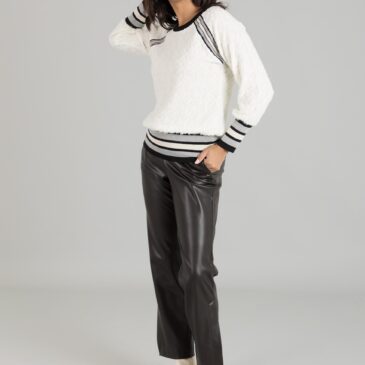 Pantalón ecopiel marrón chocolate y negro talla grande