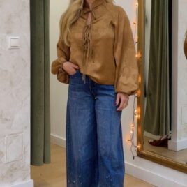 Pantalón vaquero Palazzo con cristales delanteros Atenas