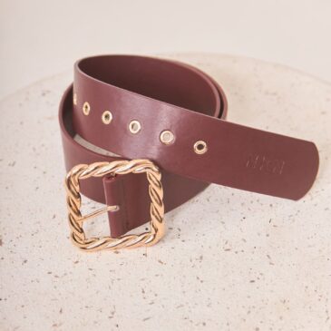 Cinturón con hebilla trenzada Burgundy