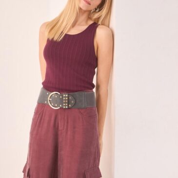 Cinturón elástico tachuelas Grey