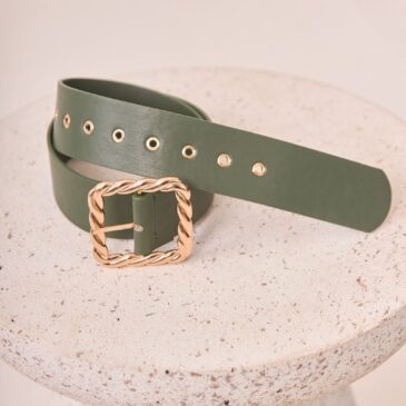 Cinturón con hebilla trenzada verde