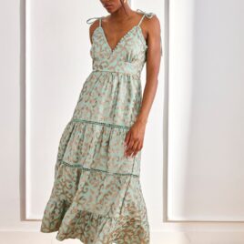 Vestido largo hojas lentejuelas tirantes