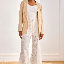 Pantalón país Ley Bordado calados blanco