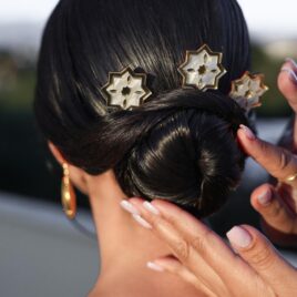 Tocado de peinetas de metacrilato y oro de Novia o flamenca