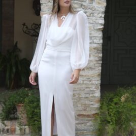 Vestido Midi de fiesta color blanco Gary