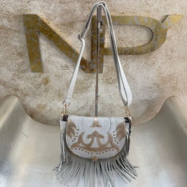 Bolso de piel blanco y oro