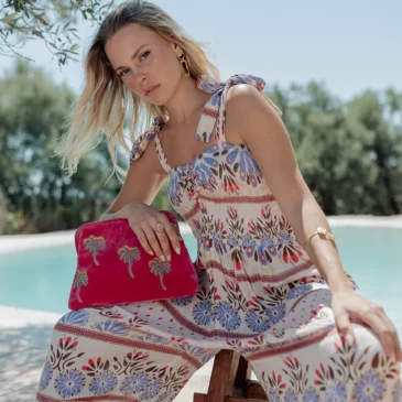 Bolso Palm Velvet fucsia