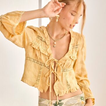 Blusa o chaqueta jacquard amarilla