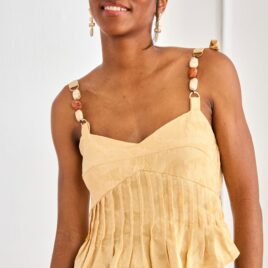 Top Jackqcard, plisado tirantes joya amarillo