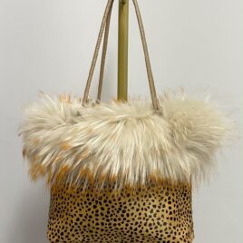 Bolso pelo natural blanco y animal print