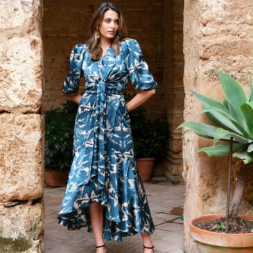 Vestido Merilyn nido fiesta azul de flores