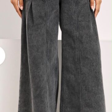 Jeans gris ancho de pinza